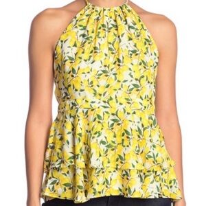 🍋🍋 NWT! Parker Key Hole Lemon Print Halter Top XS 🍋🍋